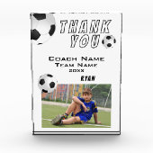 サッカーボールスポーツコーチありがとう フォトブロック (正面)