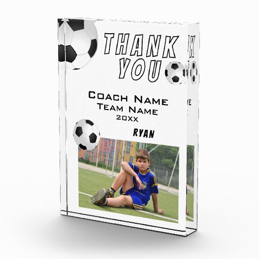 サッカーボールスポーツコーチありがとう フォトブロック (右)