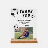サッカーボールスポーツコーチ写真ありがとう アクリルサイン (正面)