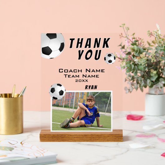 サッカーボールスポーツコーチ写真ありがとう アクリルサイン (ウェディング)