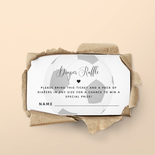 サッカーボールスポーツテーマベビーシャワーおむつラッフル エンクロージャーカード