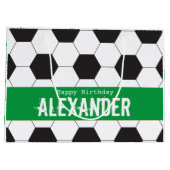 サッカーボールスポーツハッピーバースデー大抱き枕 ラージペーパーバッグ (裏面)
