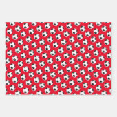 サッカーボールスポーツパターン赤い黒いチームカラー ラッピングペーパーシート (正面2)