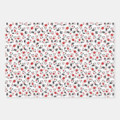 サッカーボールスポーツパターン赤い黒いチームカラー ラッピングペーパーシート (正面)