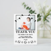 サッカーボールスポーツフォト誕生日ありがとう ポストカード (スタンド正面)