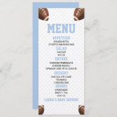 サッカーボールスポーツブルーベビーシャワーフード メニュー (正面/裏面)