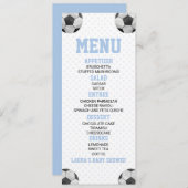 サッカーボールスポーツブルーベビーシャワーフード メニュー (正面/裏面)