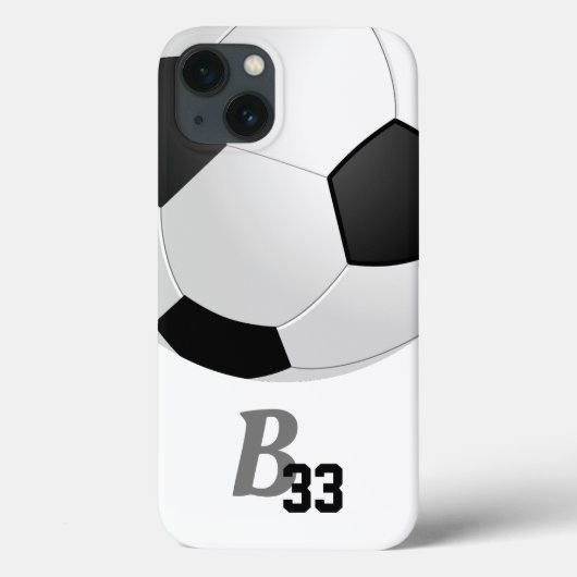 サッカーボールスポーツモノグラム選手ナンバーキッズ Case-Mate iPhoneケース (裏面)