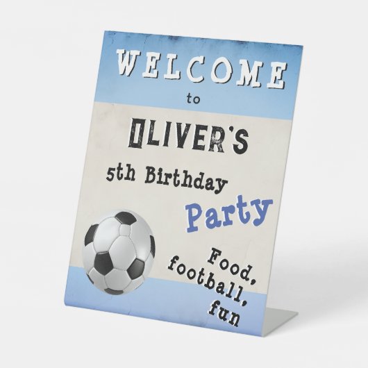 サッカーボールスポーツ誕生日パーティーへようこそ 台座サイン (正面)