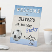 サッカーボールスポーツ誕生日パーティーへようこそ 台座サイン (インサイチュ)