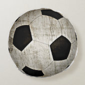サッカーボールスポーツ選手白黒 ラウンドクッション (裏面)