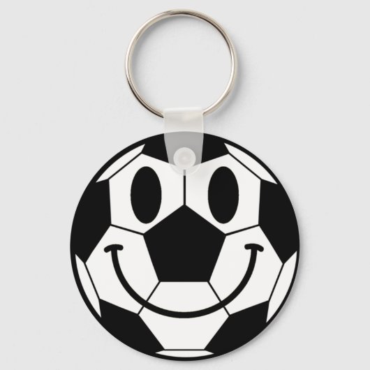 サッカーボールスマイル顔 キーホルダー (正面)