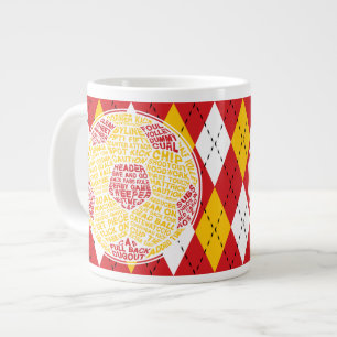 サッカーボールタイポグラフィカップ ジャンボコーヒーマグカップ