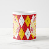 サッカーボールタイポグラフィカップ ジャンボコーヒーマグカップ (正面)