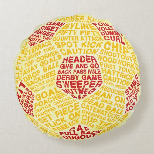 サッカーボールタイポグラフィカリグラム円枕 ラウンドクッション (裏面)