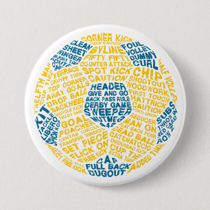 サッカーボールタイポグラフィボタン、サッカーピン 缶バッジ