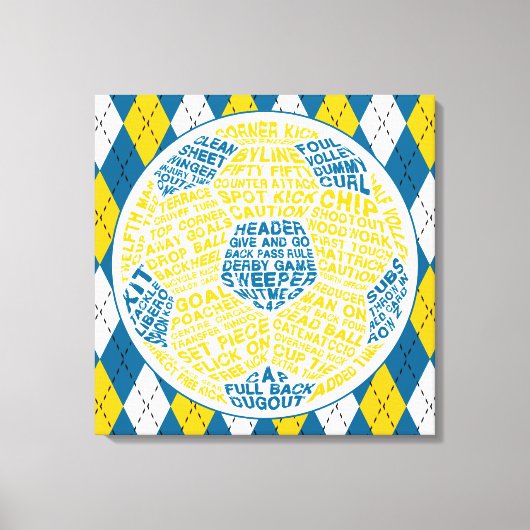 サッカーボールタイポグラフィボックスキャンバス キャンバスプリント (正面)