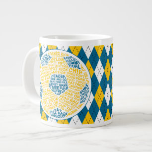 サッカーボールタイポグラフィ ジャンボコーヒーマグカップ