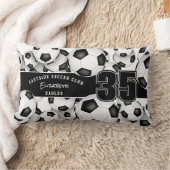 サッカーボールチームとアスリート名が多い ランバークッション (ブランケット)