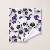 サッカーボールチームのスピリットパープルブラックの多く バスタオルセット (ウォッシュタオル)