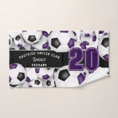 サッカーボールチームのスピリットパープルブラックの多く バスタオルセット (ハンドタオル)