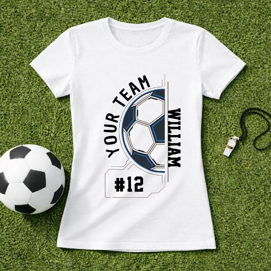 サッカーボールチーム名と選手番号 Tシャツ