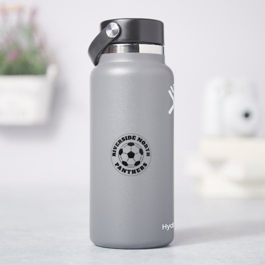 サッカーボールチーム名ブラックシール シール (HydroFlask)