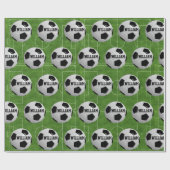 サッカーボールテーマ追加ネーム誕生日Giftwrap ラッピングペーパー (フラット)