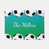 サッカーボールデザインで、苗字またはモノグラム ドアマット (正面)