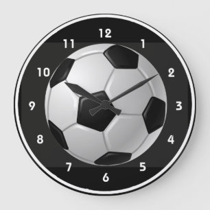 サッカーボールデザインの壁掛け時計 ラージ壁時計