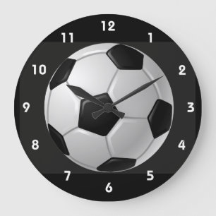 サッカーボールデザインの壁掛け時計 ラージ壁時計