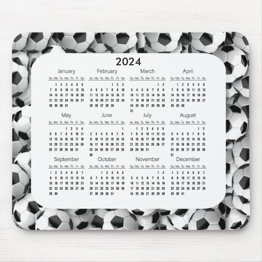 サッカーボールデザイン2024カレンダーマウスパッド マウスパッド (正面)