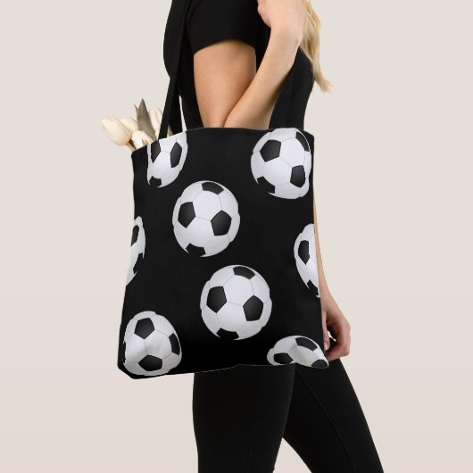 サッカーボールトートバッグ白黒デザイン トートバッグ (クローズアップ)