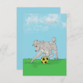 サッカーボールノートカード付き水彩白いプードル サンキューカード (正面/裏面)