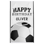 サッカーボールハッピーバースデーキッズ名 スモールペーパーバッグ (裏面)