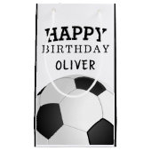 サッカーボールハッピーバースデーキッズ名 スモールペーパーバッグ (正面)