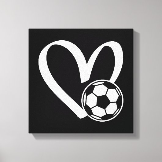 サッカーボールハート キャンバスプリント (正面)