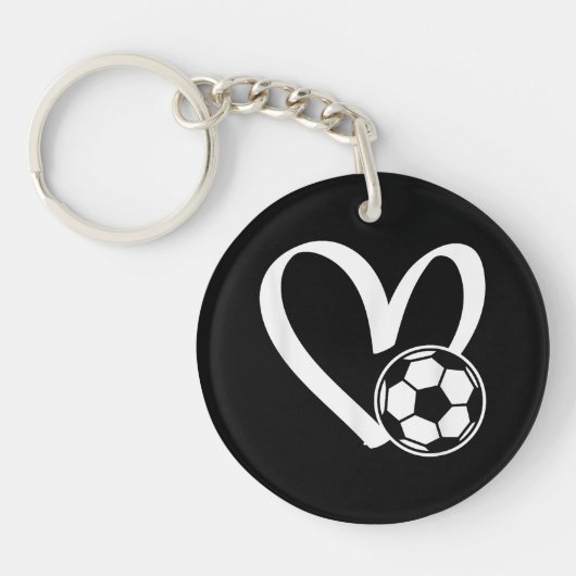 サッカーボールハート キーホルダー (正面)