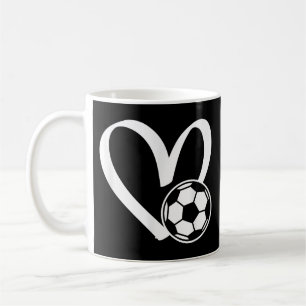 サッカーボールハート コーヒーマグカップ