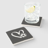 サッカーボールハート ストーンコースター (横)