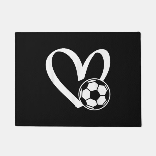 サッカーボールハート ドアマット (正面)