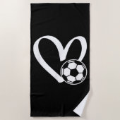 サッカーボールハート ビーチタオル (正面)