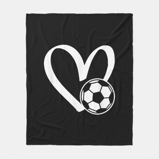 サッカーボールハート フリースブランケット (正面)