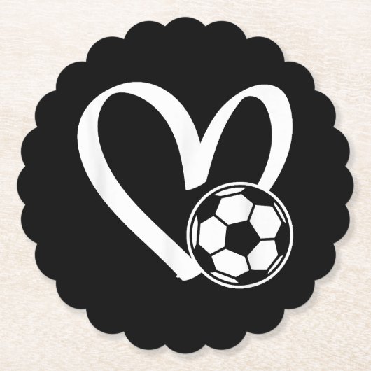 サッカーボールハート ペーパーコースター (正面)