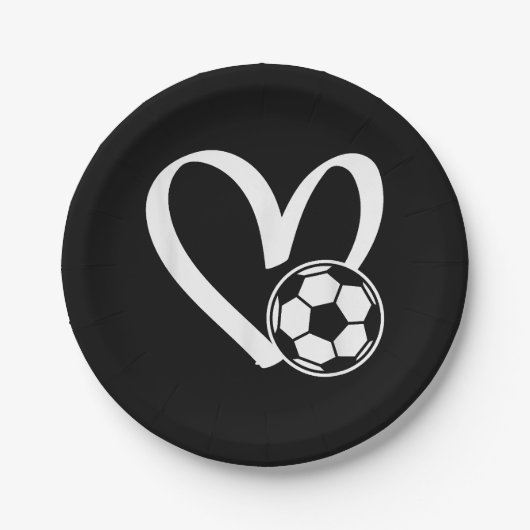 サッカーボールハート ペーパープレート (正面)