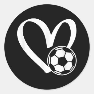 サッカーボールハート ラウンドシール