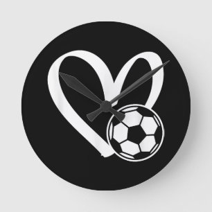 サッカーボールハート ラウンド壁時計