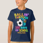サッカーボールバリンから100日の学校 Tシャツ (正面)