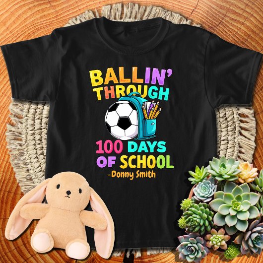 サッカーボールバリンから100日の学校 Tシャツ
