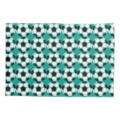 サッカーボールパターパーソナライズされたンユニークグリーンキッズ 枕カバー (裏面)